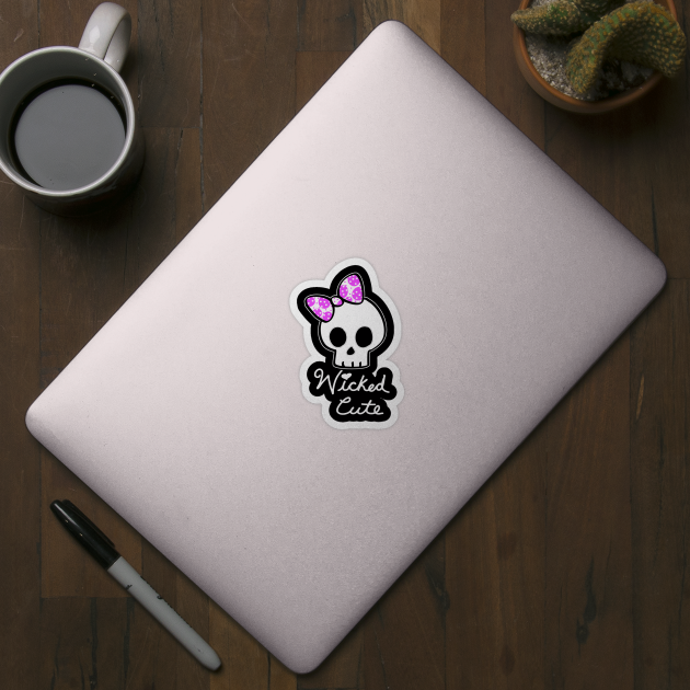 Wicked Cute Halloween SKull With Pink Bow - BlueTshirtCo Halloween Swag by BlueTshirtCo